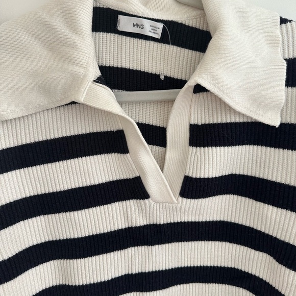 Mango striped sweater with collar! Size Medium - Picture 3 of 3
